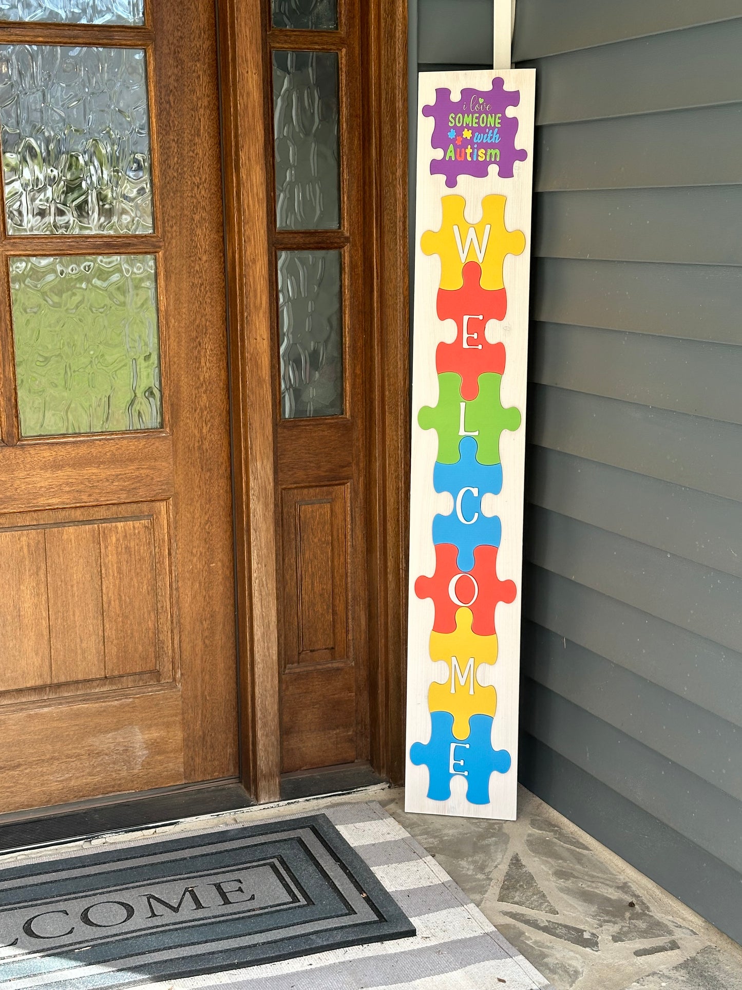 Raised Letter Autism Welcome Porch Sign