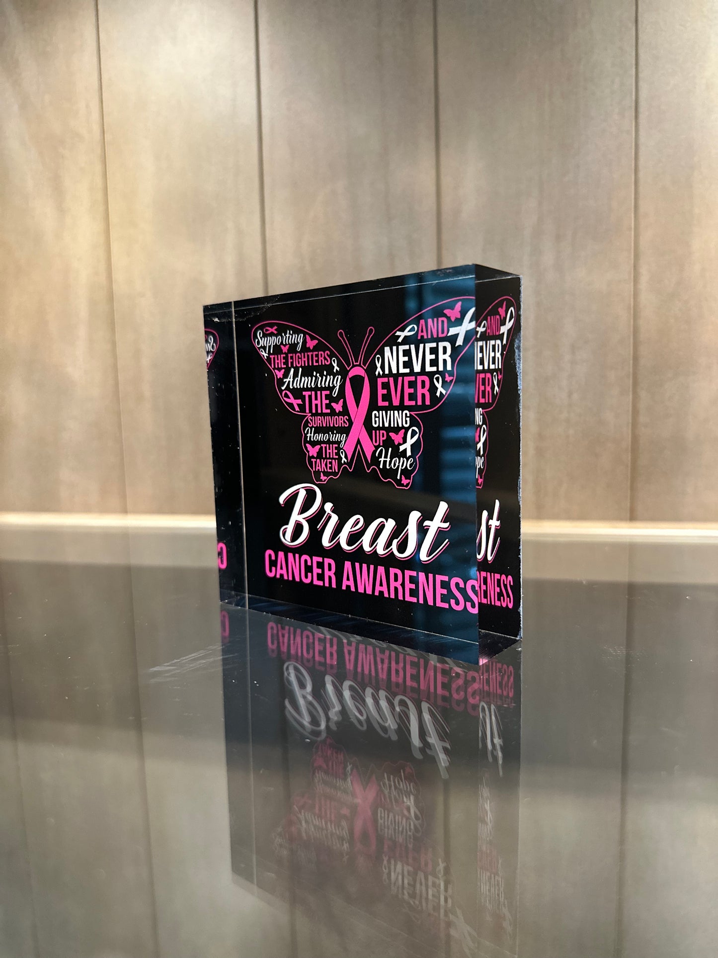 Breast Cancer Awareness Acrylic Block
