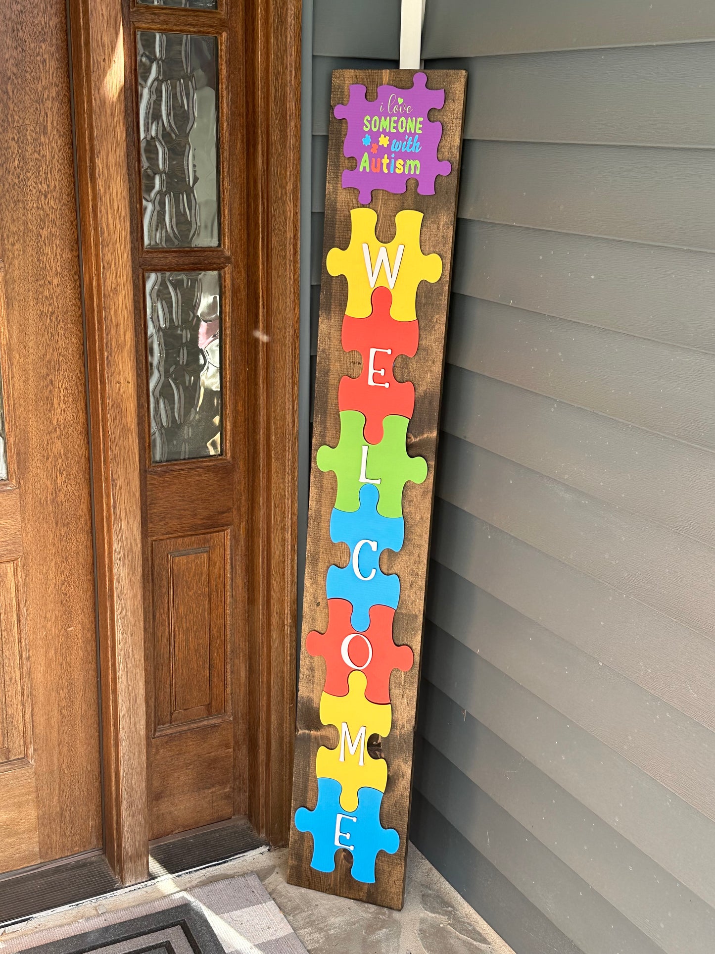 Raised Letter Autism Welcome Porch Sign