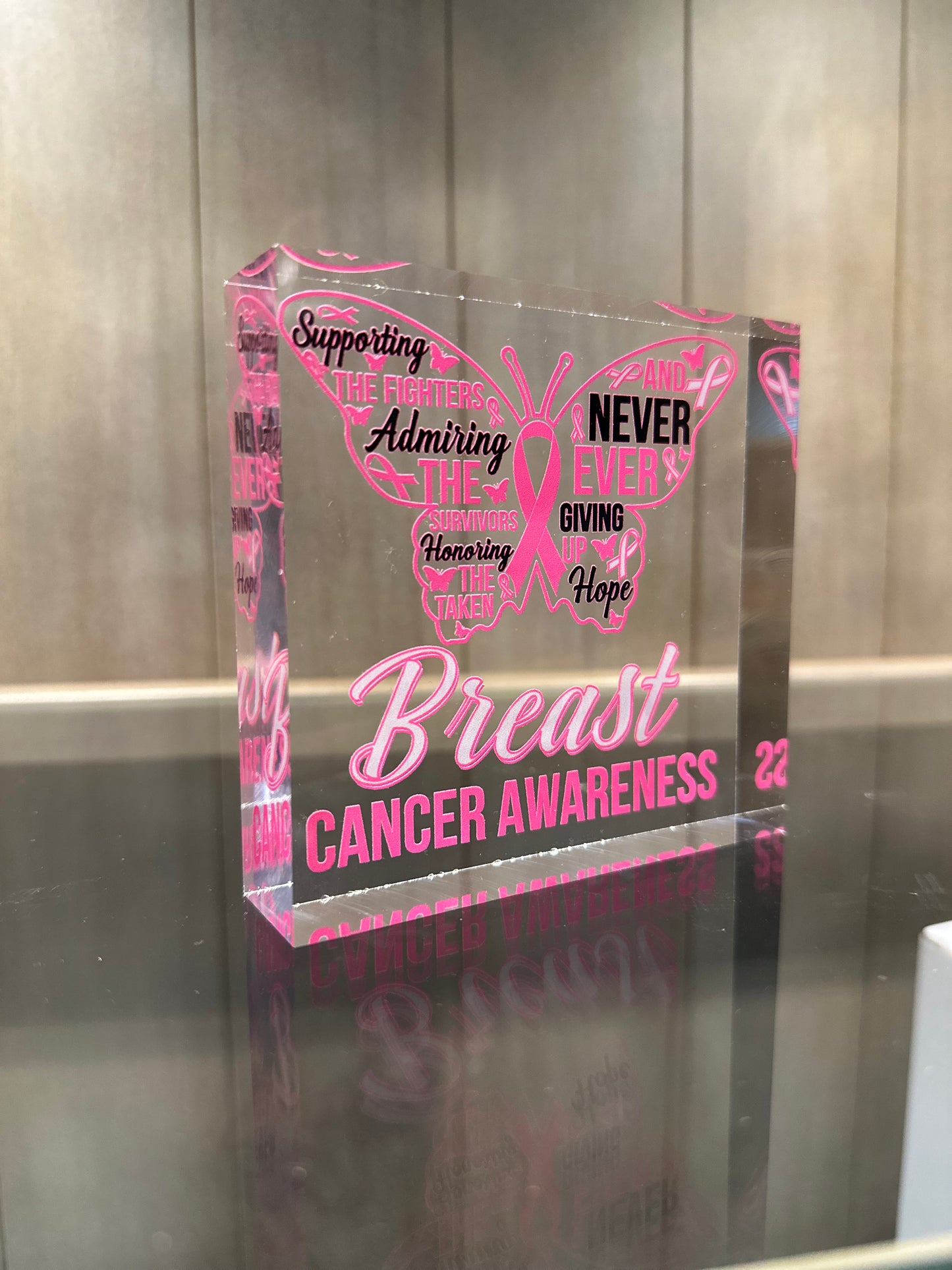 Breast Cancer Awareness Acrylic Block