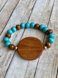 Engraved Wooden Bead Necklace and Bracelet Set