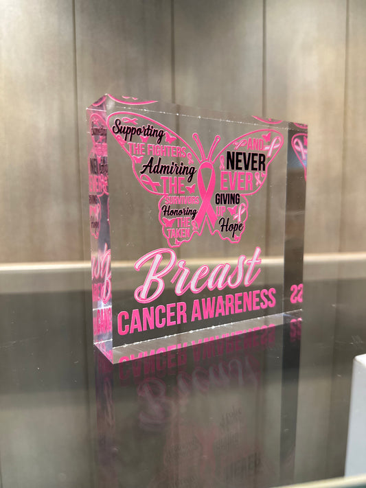 Breast Cancer Awareness Acrylic Block