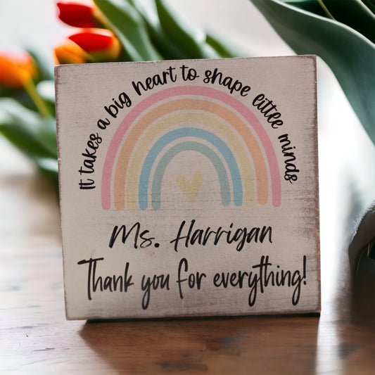 Teacher Appreciation Big Heart Shelf Sitter Gift