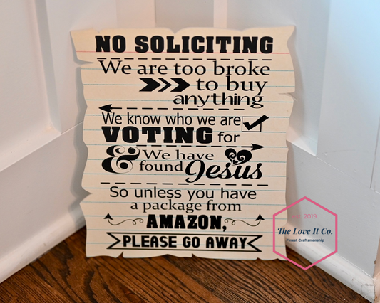 No Soliciting Printed Sign